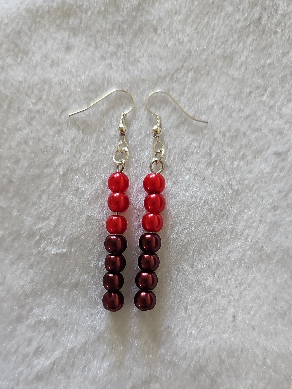 Red & Burgundy Beaded Dangle Earrings
